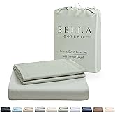 Bella Coterie Luxury Bamboo Viscose Queen Size Duvet Cover Set | 100% Organically Grown | Corner Ties | Ultra Soft | Cooling | Two Pillow Shams | 90 x 94 | No Insert [Sea Glass]