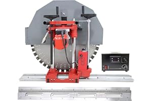 INTBUYING Electric Concrete Saw Wall Cutter Wet Dry Cutting with 2 pcs Guide Rail 47.2inch Long 12.6inch Deep Φ31.5inch Saw 2