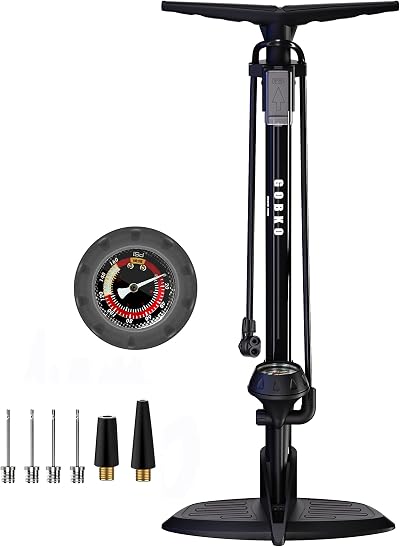 GOBKO Bike Pump Floor Pump with Gauge Presta Schrader 160 PSI High Pressure