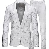 MOGU Mens 2 Piece Suit Slim Fit Shawl Lapel Tuxedo One Button Premium Dinner Jacket and Pants