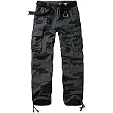 AKCARGO Men’s Cargo Pants Relaxed Fit Camo Work Pants Casual Tactical Hiking Pants with 6 Pockets No Belt