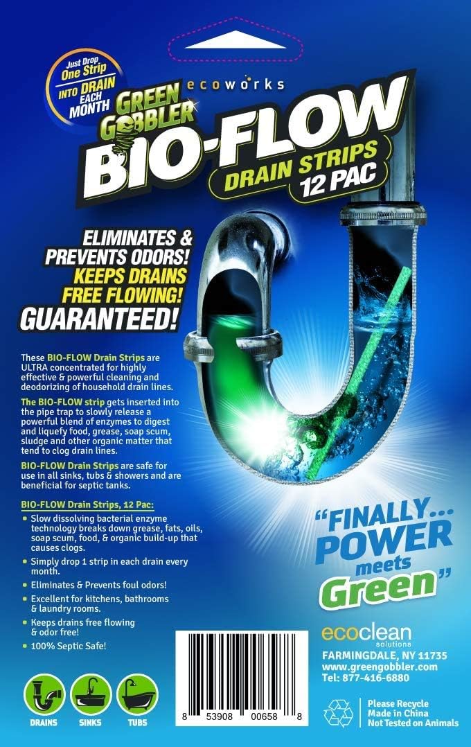 Green Gobbler SYNCHKG121210 BIO-Flow Strips-12 (Drain Cleaner & Deodorizer), 12 Pac: Home Improvement