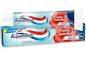 Aquafresh Cavity Protection Fluoride Toothpaste for Healthy Gums, Strong Teeth, and Fresh Breath, Cool Mint, 5.6 oz
