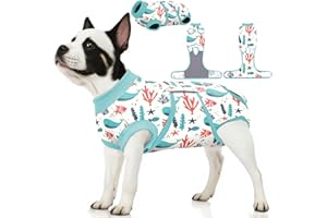 PetWarm Male Dog Recovery Suit for After Neuter Surgery,Recovery Suit for Dogs After Surgery,Cone E-Collar Alternative,Pet Surgical Recovery Snuggly Suit,Underwater World Pattern,Blue,S