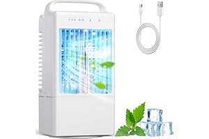 GPTARCER Portable Air Conditioners，Portable AC Small Air Conditioner, Quiet Mini Evaporative Cooler with Handle,2/4H Timer 3 Speeds,Mini Air Conditioner with 7 Color for Home, Bedroom, Office