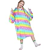 Catalonia Rainbow Blanket Hoodie for Kids, Oversized Wearable Fleece Blanket Sweatshirt with Large Front Pocket, Teen Boys Girls Gift
