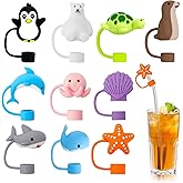 10pcs Sea Animal Cute Straw Cover Cap for Stanley Cup Silicone Straw Topper Compatible with Stanley 30&40 Oz Tumbler Dust-Proof Protector Straw Reusable Drinking Straw Tips Lid (10mm 0.4in)