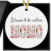 nvucamd Momo Christmas Ceramic Ornaments Decor, Grandma Ornaments Gifts for Mothers Day Birthday from Grandkids Grandchildren, Momo Grandma Haning Ornament Decorations for Christmas Tree