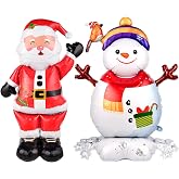 2Pcs 62 Inch Self Standing Santa Claus Balloons Giant Snowman Mylar Balloon Christmas Party Supplies for Birthday Holiday Christmas Theme Decoration