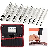 Spurtar 9 PCS Leather Hollow Round Hole Punch 3/32''-25/64''(2.5-10mm) Carbon Steel Heavy Duty Leather Hole Punch Set for Vin