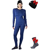 Merino.tech Merino Wool Base Layer Women Set - Midweight Merino Wool Underwear Women Top, Bottom