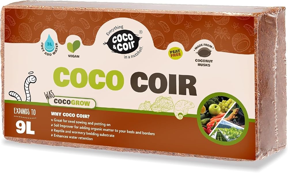 Coco&Coir 100% Natural Organic Coconut Coir Compost Brick 9L