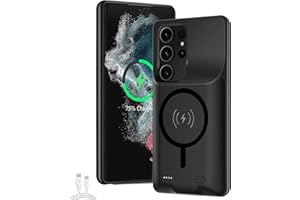 SNRONEW Battery Case for Galaxy S22 Ultra/S23 Ultra, [12000mAh] Slim Portable Protective Fast Charging Case Backup Power Bank Battery Case Compatible with Galaxy S22 Ultra/S23 Ultra-6.8 inch-Black