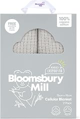 Bloomsbury Mill Twin Pack 100% Organic Cotton Baby Blanket 75x95 Grey