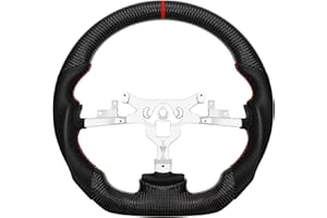MOTAFAR Carbon Fiber D-shaped Red stitching Steering Wheel for Chevrolet Corvette C6 2006-2011 ZR1 Z06 Leather Grip Flat-bottom Preforated Steering Wheel