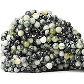 CHEAVIAN 60PCS 6mm Natural Green Vine Jasper Round Loose Beads for Jewelry Making 1 Strand 15"
