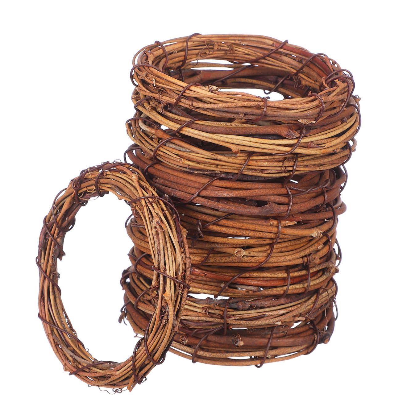 Milisten 10 Pieces 10CM Grapevine Wreaths Vine Branch Wreath Christmas Rattan Wreath Garland Decoration for Christmas Holiday Craft or Wedding Supplies