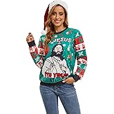 YTWS Ugly Christmas Sweater Women Men Novelty 3D Funny Pullover Crewneck Sweatshirt with Santa Hat for Party