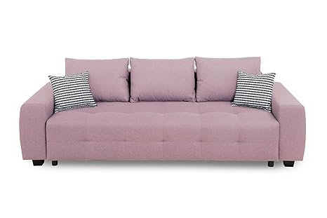 Bellezza Schlafsofa, Stoff, Rosa, 94 x 241 x 90 cm