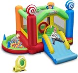 Maxmass Inflatable Bouncy House Kids Castle Slide Ball Pit Basketball Hoop 680W view 1