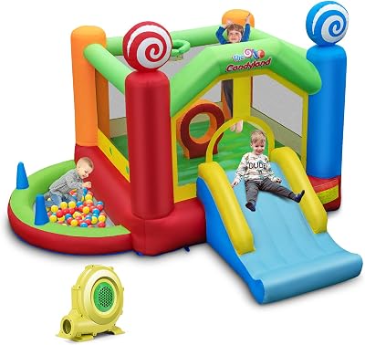 Maxmass Inflatable Bouncy House Kids Castle Slide Ball Pit Basketball Hoop 680W