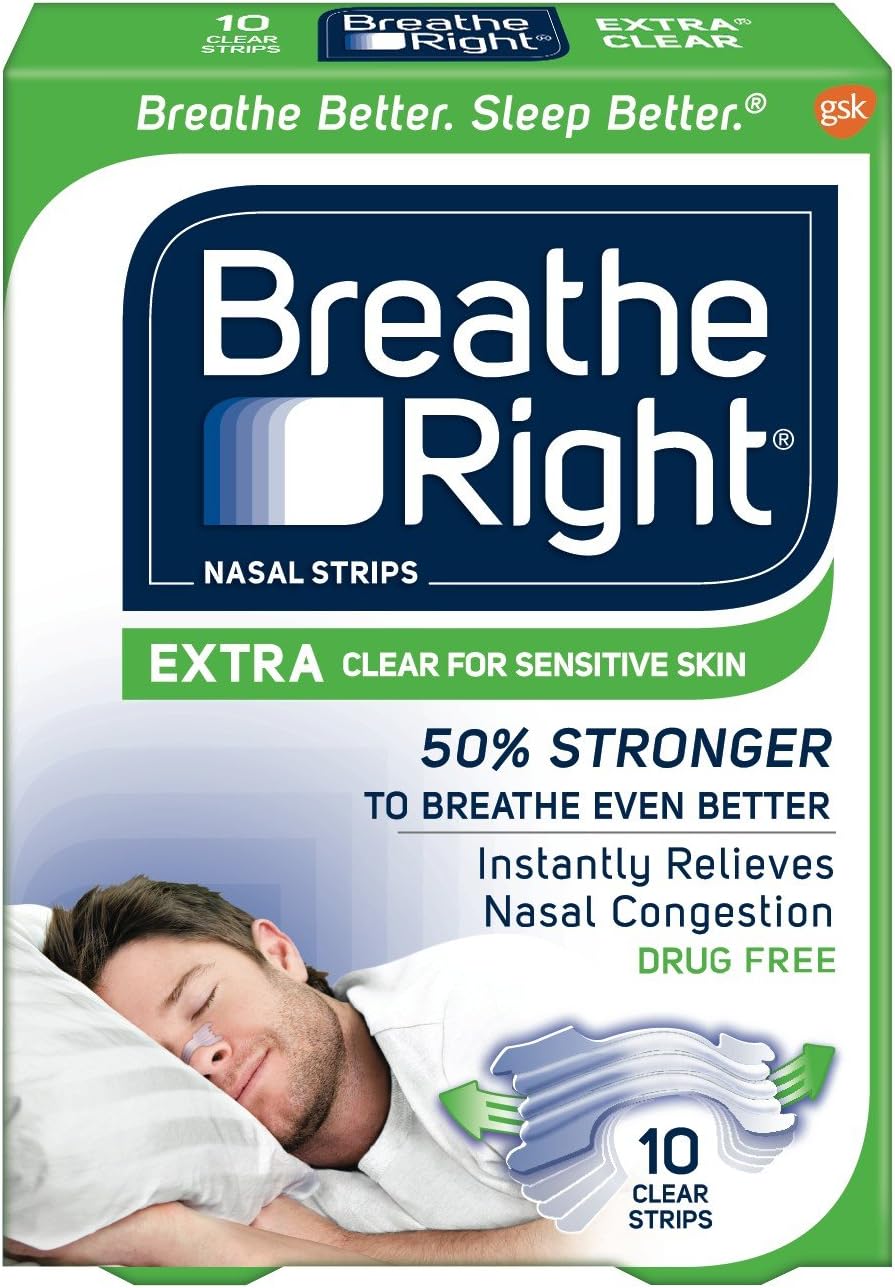 Breathe Right Extra Clear for Sensitive Skin, 10 Count