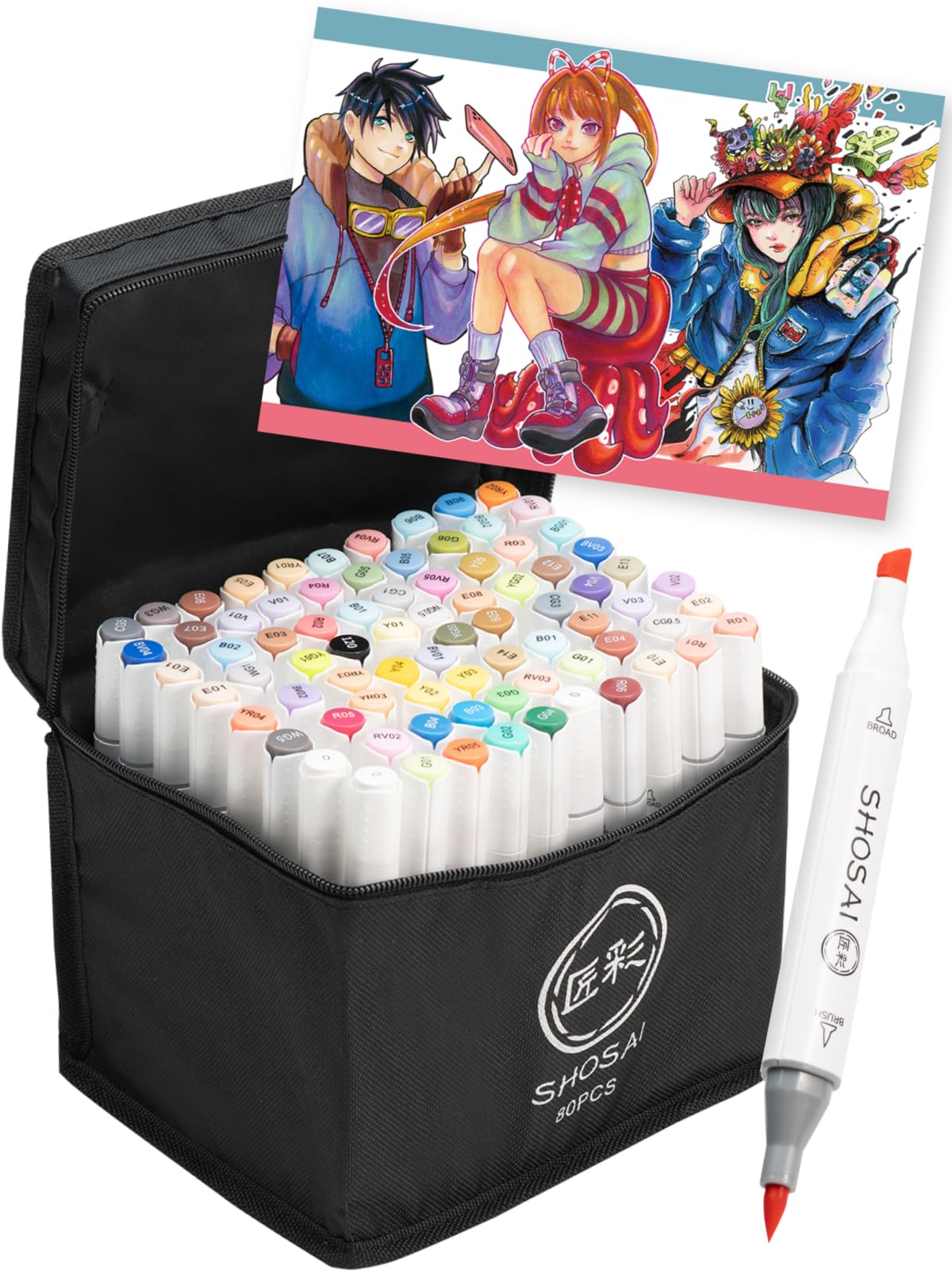 匠彩 イラストマーカー 【プロ絵師監修72色80本マーカーペン】 筆タイプ アルコールマーカー セット商品画像