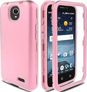 ZTE Maven 3 Case, ZTE Overture 3 Case, ZTE Prestige 2/Prelude Plus 4G LTE Case AMENQ Hybrid 3 IN 1 Heavy Duty Shockproof Protection Rugged Rubber Silicone Armor Cover for ZTE Android Phone (Rose Gold)
