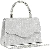 Anytiger Silver Purse Rhinestone Clutch with Chain Strap Crossbody Bag for Women's Formal Evening Wedding Prom Events