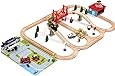 Classic Wood Train Track Set Learning toy - iPlay, iLearn Wooden Old Railway and Airport Toys for Toddlers and Kids Educational Toy, 100% Compatible with All Major Brands