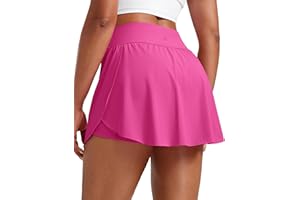 CRZ YOGA Tennis Skirts for Women High Waisted Side Slit Running Workout Athletic Mini A Line Skort with Pockets