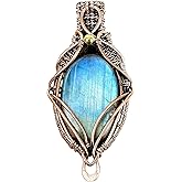 Tanay Gems and Jewels Labradorite Copper Pendant – Handmade Wire Wrapped Gemstone Jewelry, Gift for Wife, Wedding Jewelry, Copper Necklace, Unique Wedding Gift for Wife