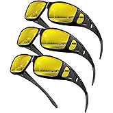 CIFOYA Night-Vision-Driving-Glasses Men Women Over-the-Glasses: Anti Glare Polarized Wrap-Around Night Vision Glasses