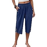 ANRABESS Womens Wide Leg Capri Pants Elastic Waist Casual Loose Lounge Trousers 2026 Summer Flowy Beach Vacation Clothes