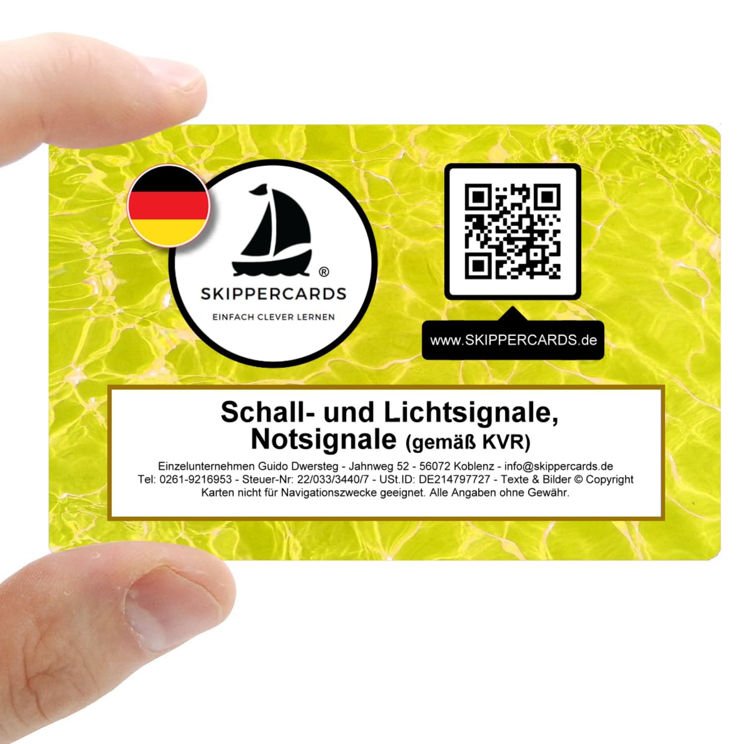SKIPPERCARDS Einfach clever lernen Sports Boat Flashcards Sound Signals, Light Signals and Emergency in Accordance with KVR - Ideal Accessory for Driving Licence Sea, Sailing Boating