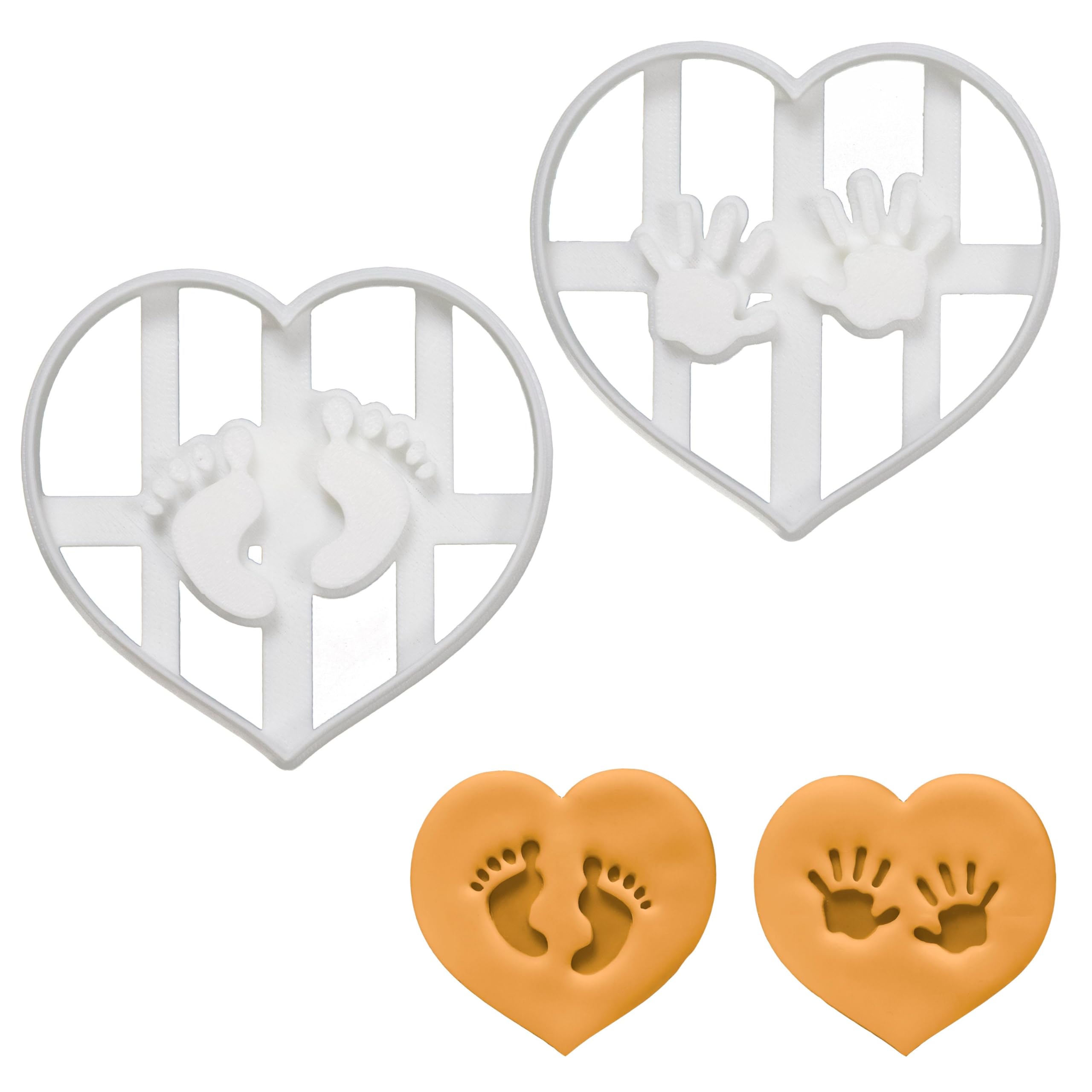 BAKERLOGY Set of 2 Baby Prints Cookie Cutters - Detailed Biscuit Cutter Design for Baking and Crafts, Ideal on Fondant, Dough, Clay