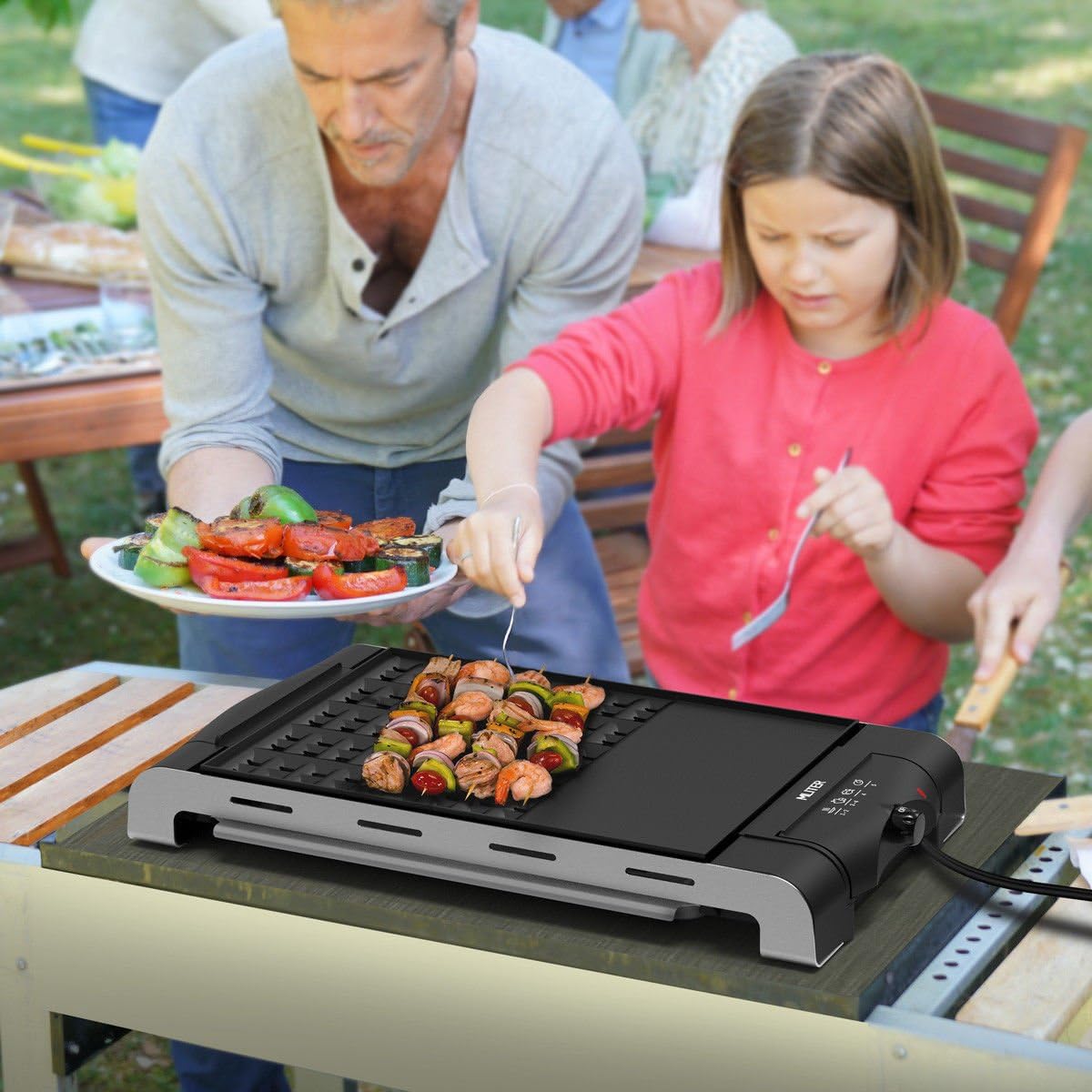 review Unbrand/Great supply Electric Grill Griddle Indoor Barbecue Hotplate Non-Stick Table Top 1120W