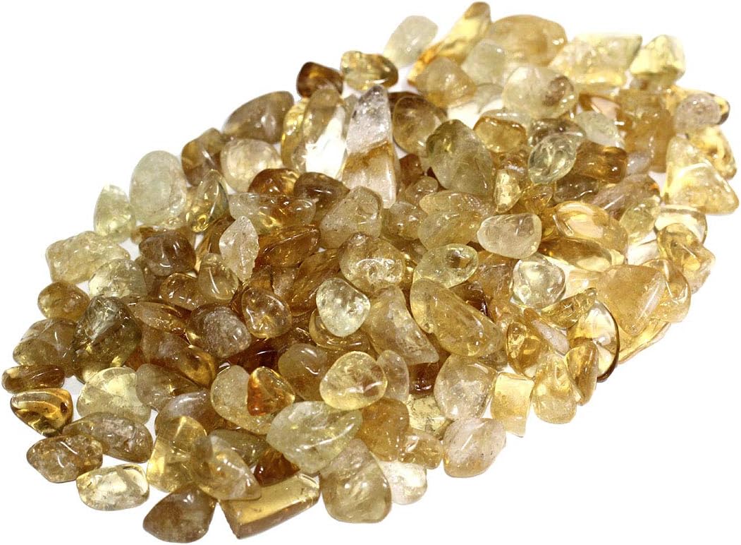 Indoor Fountains & Accessories - ZenQ 1 lb Citrine Tumbled Stone Chips Crushed Natural Crystal Quartz Pieces
