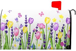 HAROONI Spring Flowers Mailbox Cover Magnetic Oversize 25x21 Inch Spring Summer Flowers Mailbox Wraps Welcome Seasonal Post Letter Box Decor for Home Garden Yard