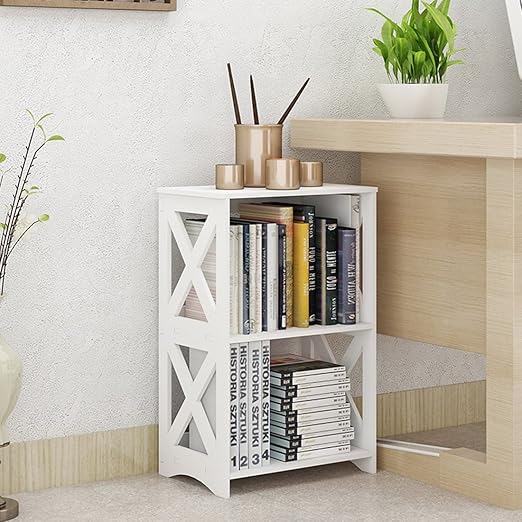 Rerii End Table Small Side Table Kids Bookshelf Bookcase Nightstand White For Small Spaces Bedroom Living Room Sofa 2 Tier Amazon Ca Home Kitchen