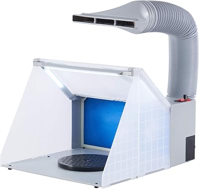 CO-Z Airbrush Spray Booth with Lighting, 19cm Turntable, 1.7m Hose, 25W