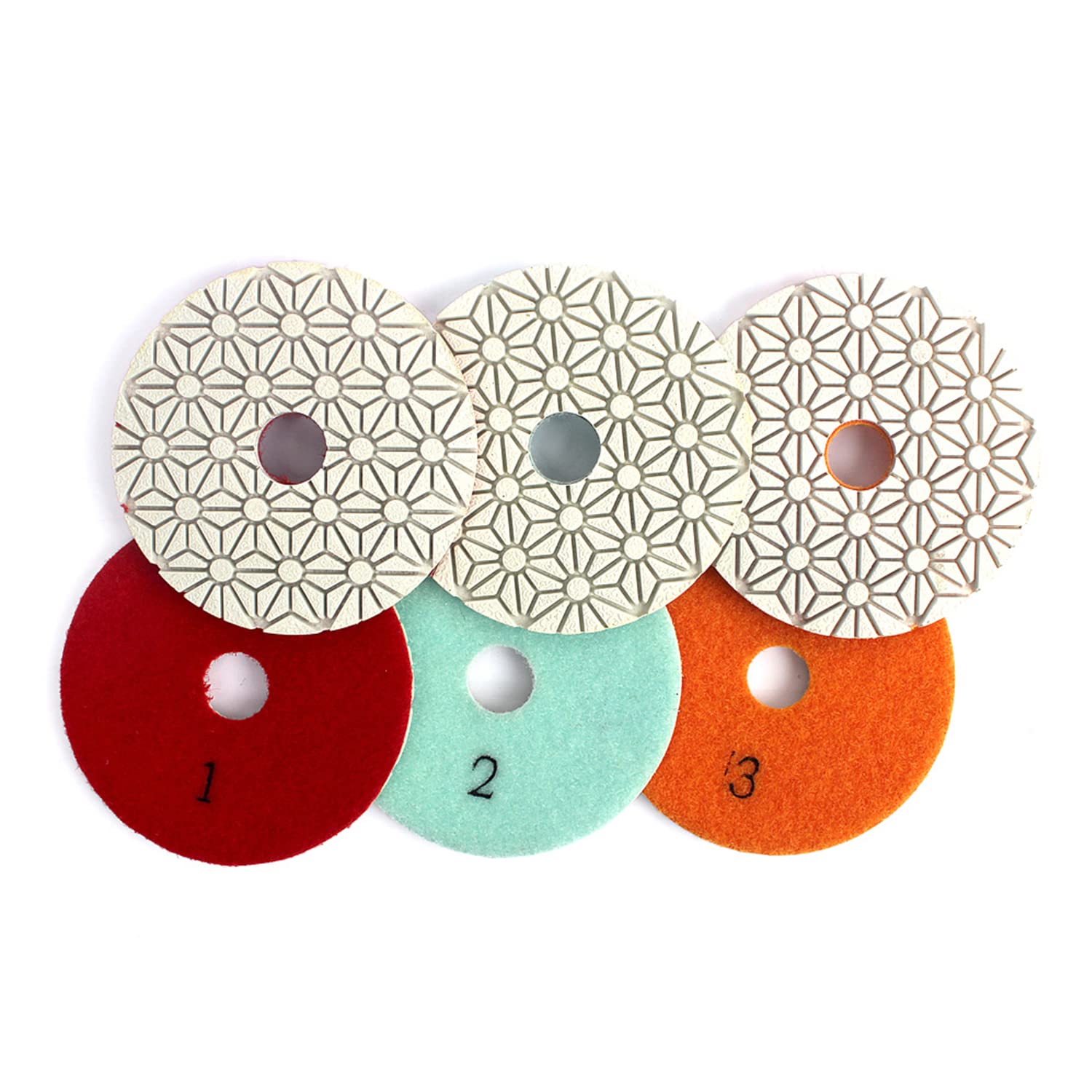 HOMESOM 100mm 3 Steps Diamond Polishing Pads Flexible Wet Use for Granite Polishing Tool Marble Concrete Grinding