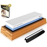 Sharp Pebble Premium Whetstone Knife Sharpening Stone 2 Side Grit 1000/6000 Waterstone | Best Whetstone Sharpener | NonSlip Bamboo Base & Angle Guide