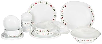 Corelle Livingware Spring Pink Vitrelle Glass Dinner Set, 30-Pieces, Multicolor