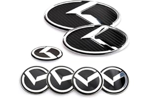 ARKOSKNIGHT 7PCS Vintage K Emblem Compatible with Front Rear Badge for Auto Accessories (Carbon Fiber Chrome)