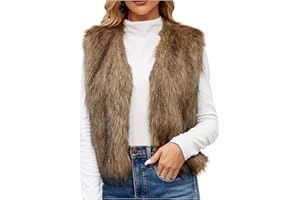 Faux Fur Vest Jackets for Women Trendy Open Front Waistcoat Fluffy Fuzzy Sleeveless Coat Winter Warm Outerwear