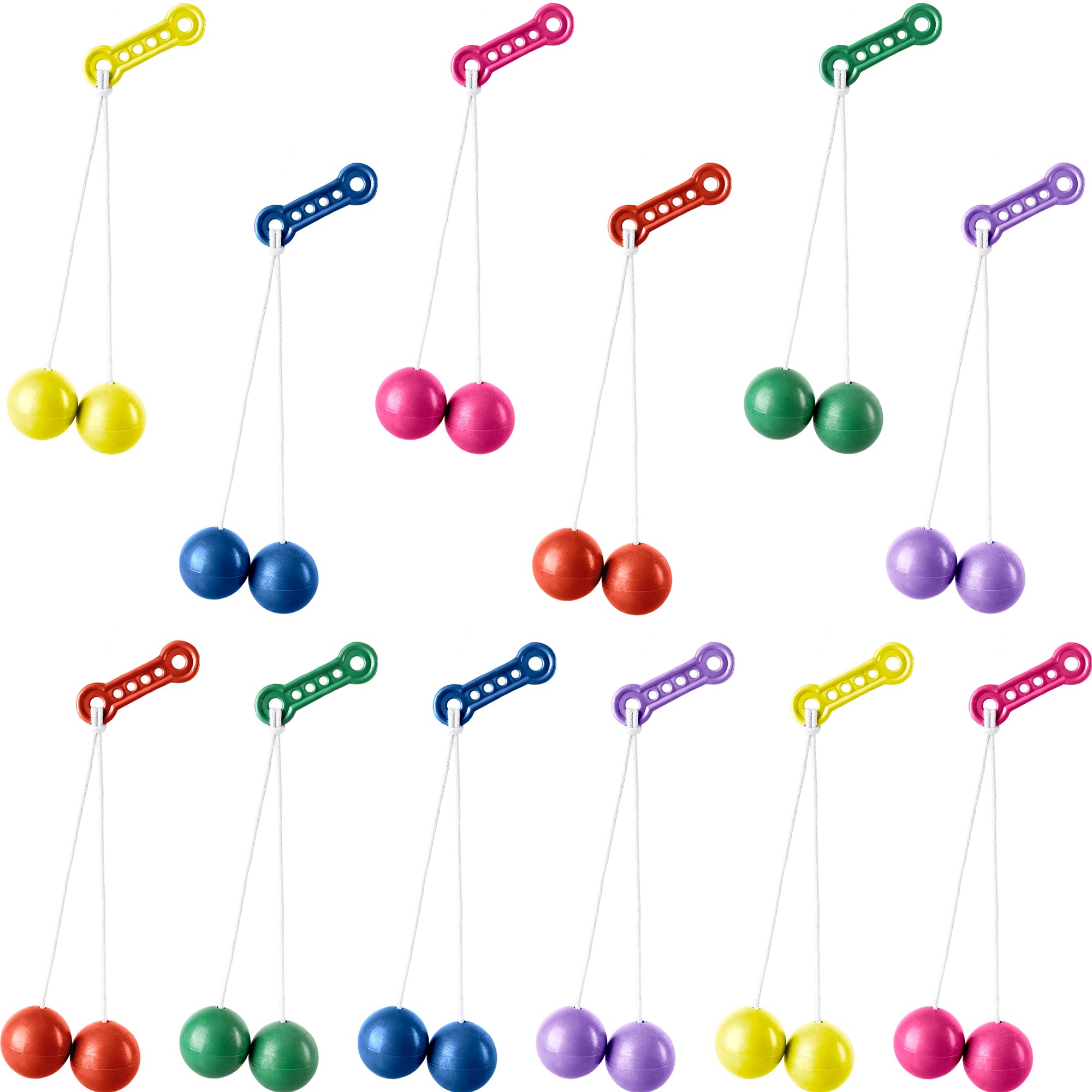 Drayear 12 Pcs Clackers Balls on a String Novelty Swinging Click Clacks Balls for Sensory Toy Vintage Classroom Birthday Party Favors, 6 Colors