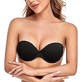 HANSCA Sticky Strapless Backless Push Up Bras for Women Self Adhesive Underwired Padded Reusable Stick on Bra