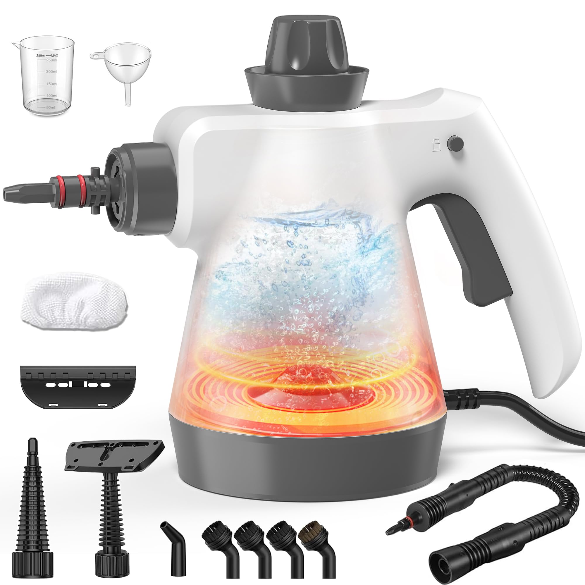 Photo 1 of Steam Cleaner, Pressurized Handheld Steam Cleaner for Home with 12pcs Accessories & Safety Lock, Multi-Surface Powerful Natural Steamer for Deep Cleaning Grout, Kitchen, Bathroom, Car, Windows, White