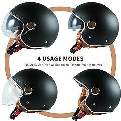 Pretoee Open Face Motorcycle Helmet, 3/4 Retro